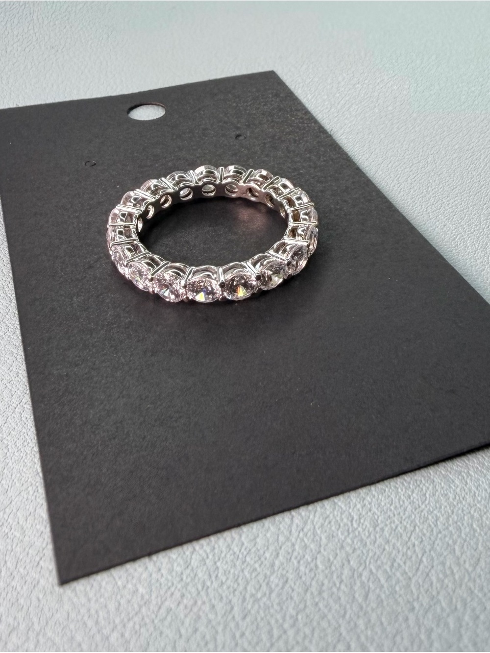 Silver Eternity CZ Band Ring in Clear Stones - Women Jewelry